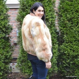 SOLDAuthentic Red Fox Fur Bomber Jacket Size Small